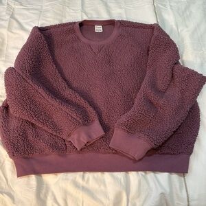 PINK Sherpa Teddy Pullover Sweatshirt XL Mauve